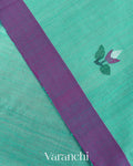 Sea Green Jamdani with Matka Stripes Pure Muslin Silk Handloom Saree