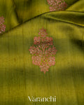 Mehandi Green Shibori Pure Raw Silk Handloom Saree