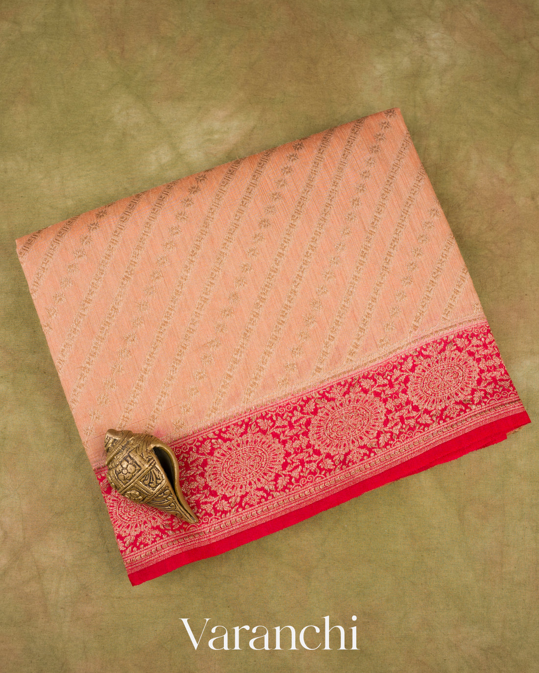 Dusty Orange Pure Moonga Silk Saree