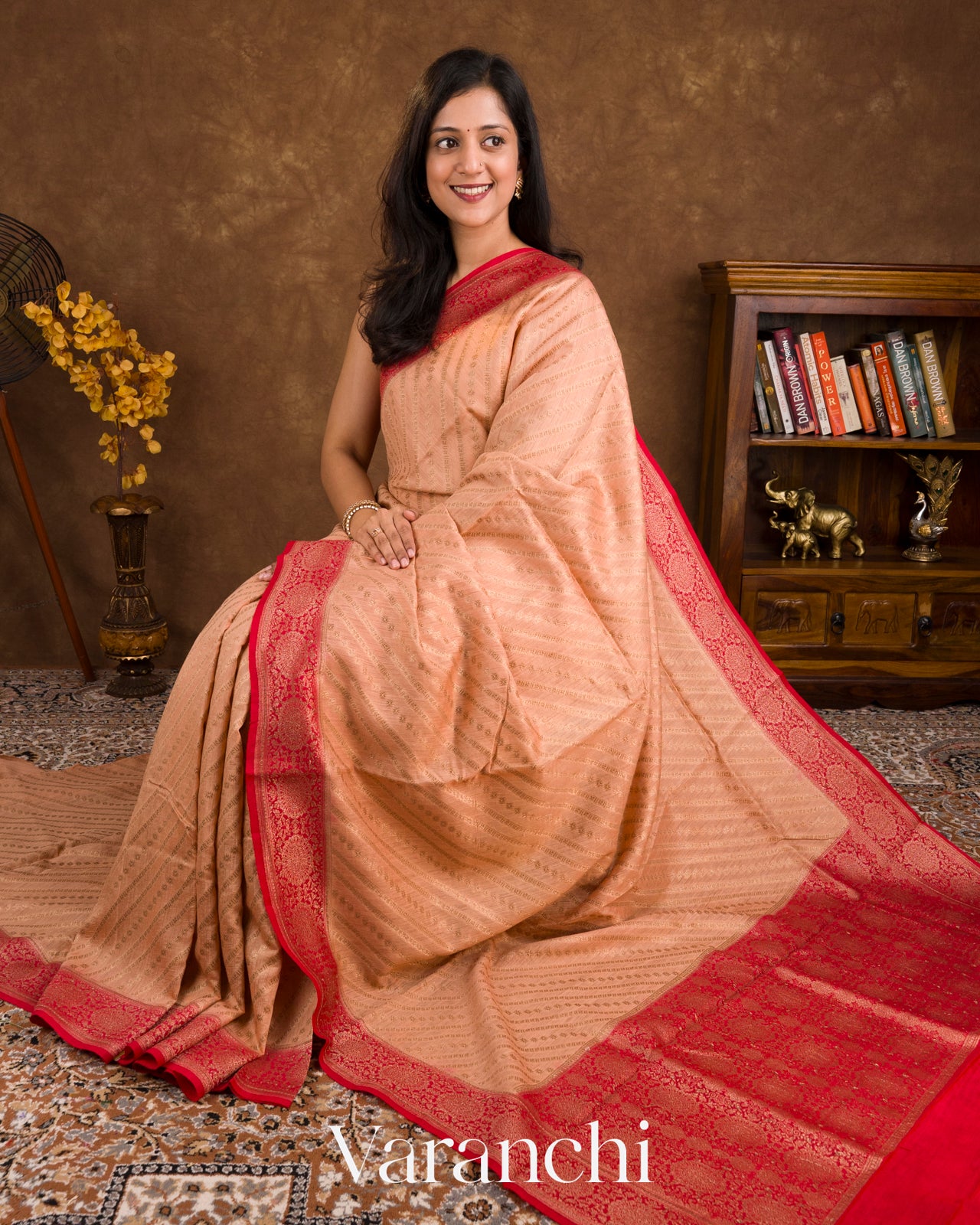 Dusty Orange Pure Moonga Silk Saree