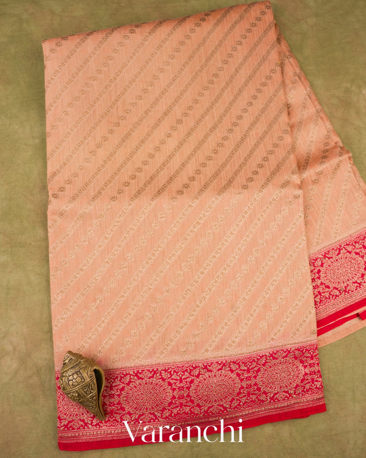 Dusty Orange Pure Moonga Silk Saree