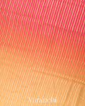 Pink Coral-Yellow Ombre-dyed Pure Moonga Georgette Silk Saree