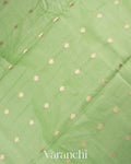 Light Pista Lotus Printed Pure Moonga Silk Saree