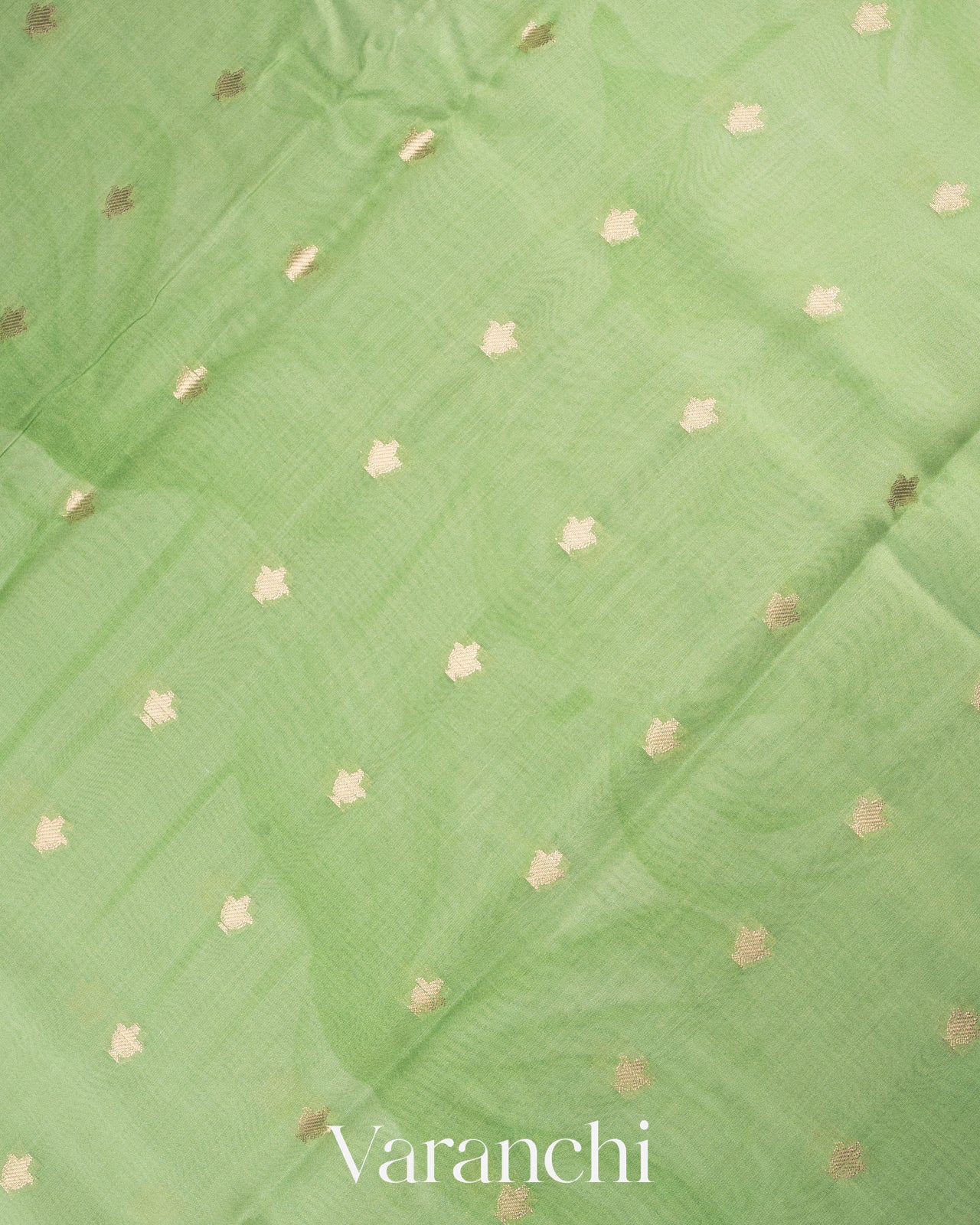 Light Pista Lotus Printed Pure Moonga Silk Saree