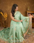 Light Sea Green Digital Printed Pure Moonga Silk Saree 