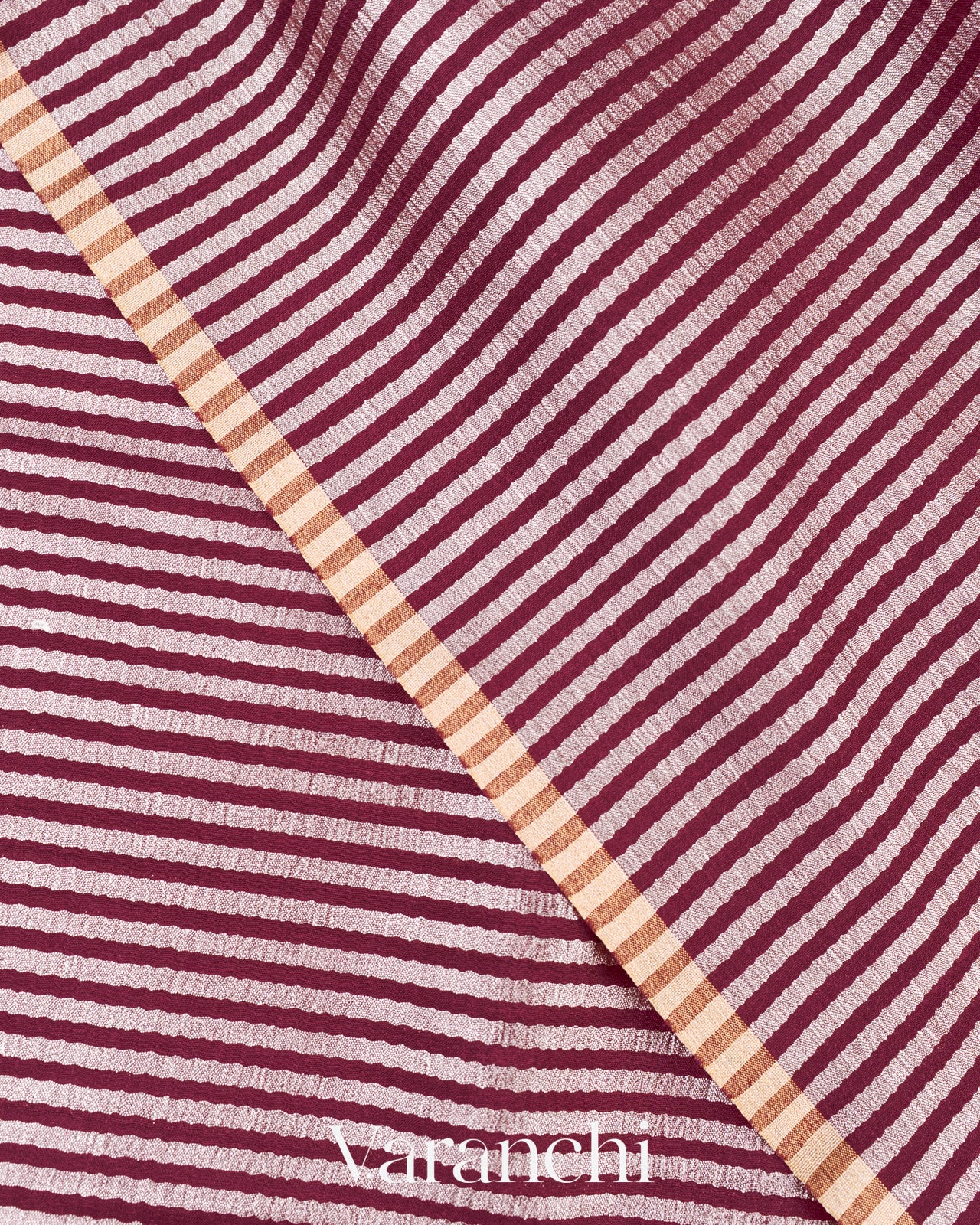 Berry Maroon Pure Crush Tissue Moonga Silk Saree