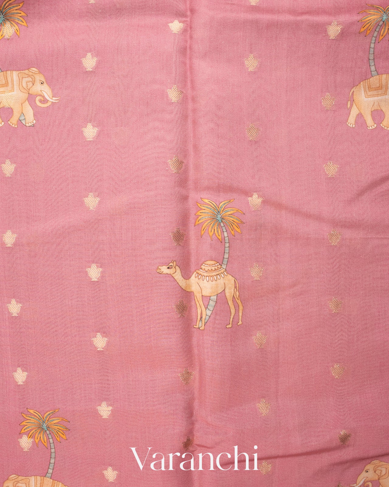 Onion Pink Digital Printed Pure Moonga Silk Saree
