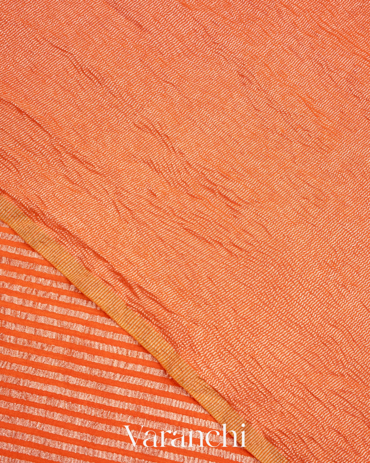 Orange Pure Crush Tissue Moonga Silk Saree
