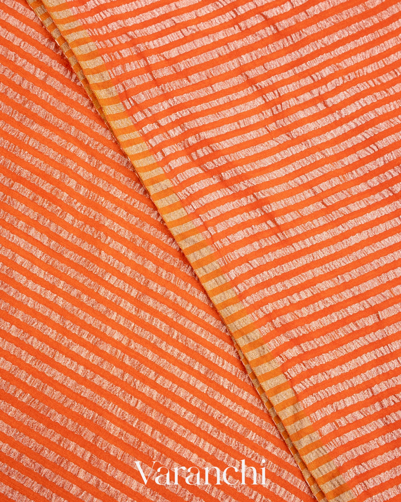 Orange Pure Crush Tissue Moonga Silk Saree