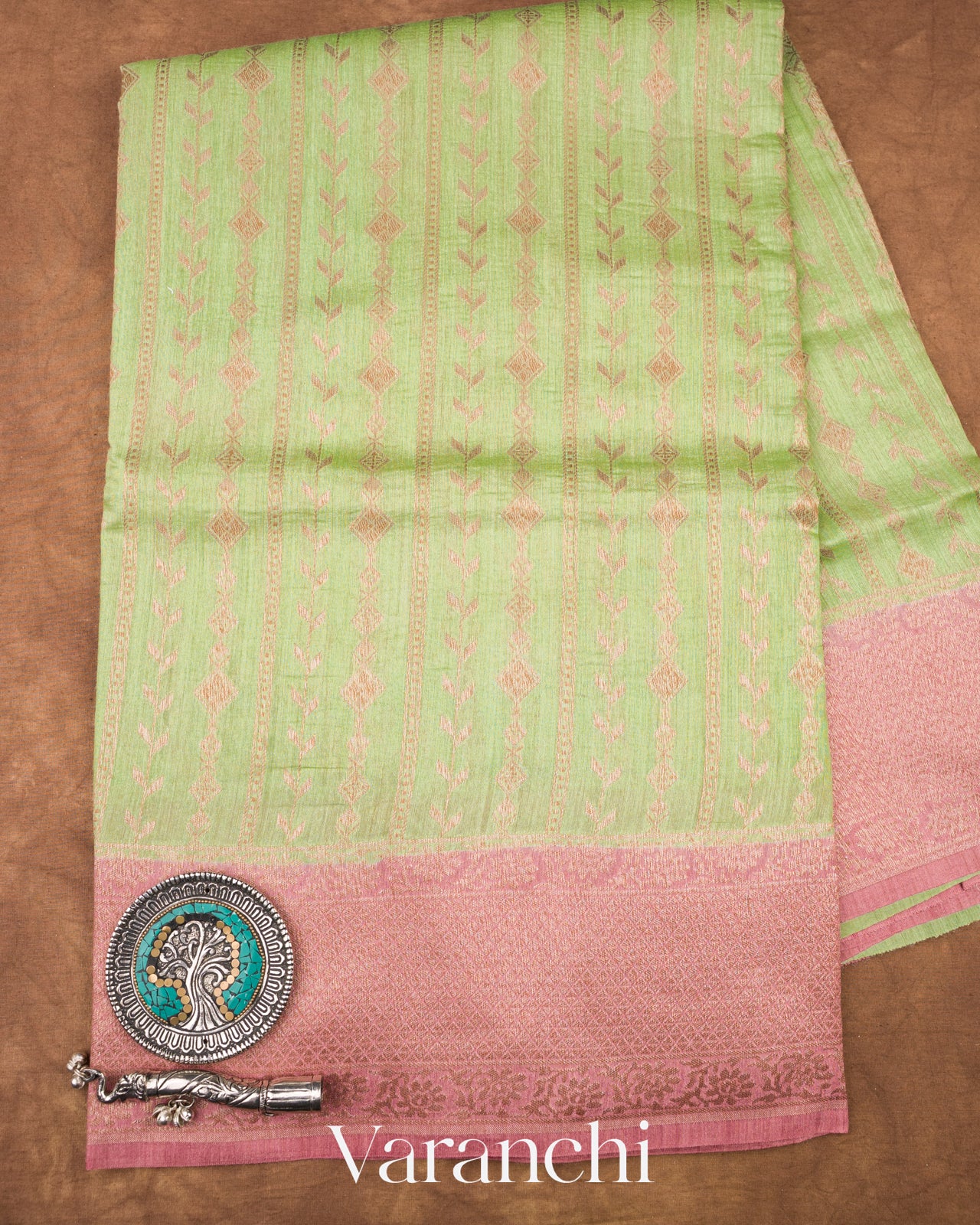 Pista Green Pure Moonga Silk Saree