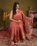 Rust Brown Digital Printed Pure Moonga Silk Saree