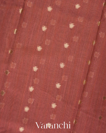 Rust Brown Digital Printed Pure Moonga Silk Saree