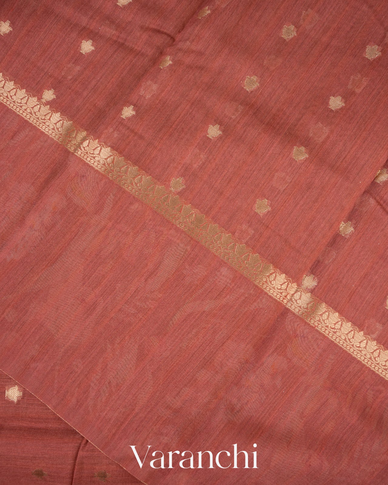 Rust Brown Digital Printed Pure Moonga Silk Saree