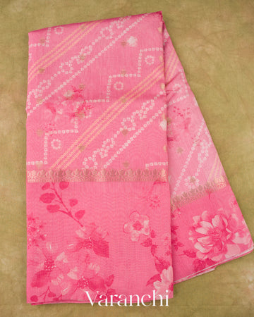 Baby Pink and Rose Pink Ombre-dyed Pure Moonga Silk Saree