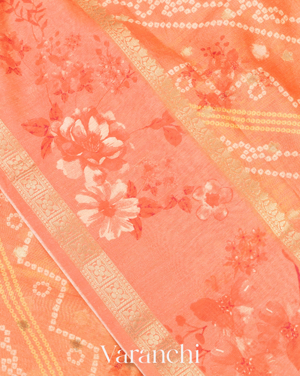 Soft Peach Ombre Digital Printed Pure Moonga Silk Saree