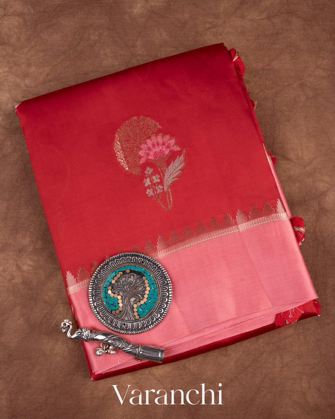 Red Pure Mango Silk Saree