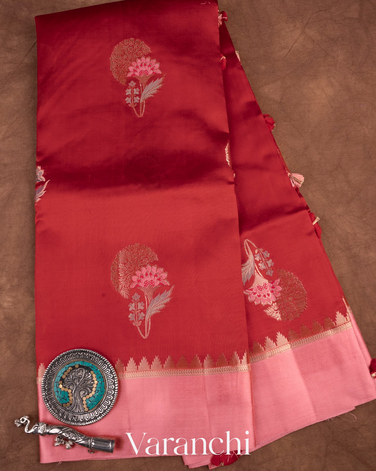 Red Pure Mango Silk Saree