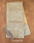 Sand Beige Ombre Digital Printed Pure Moonga Silk Saree