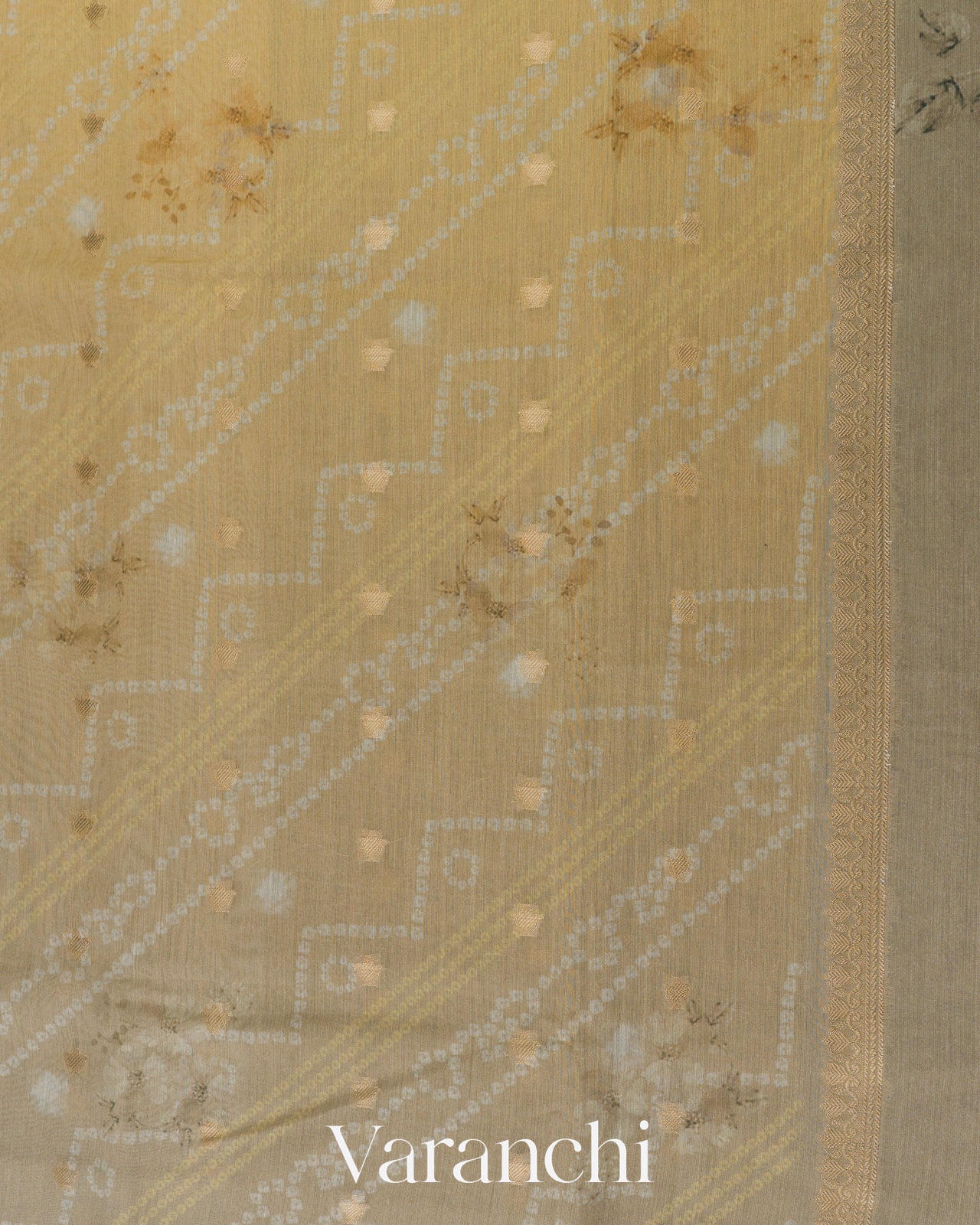 Sand Beige Ombre Digital Printed Pure Moonga Silk Saree