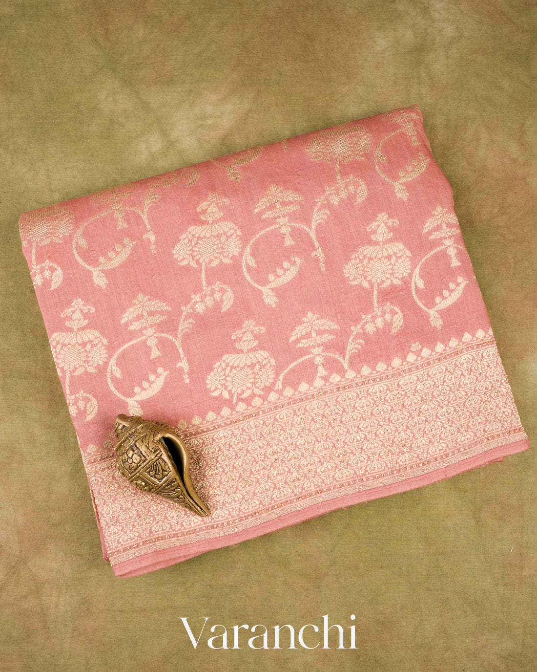 Dusty Rose Pure Moonga Silk Saree