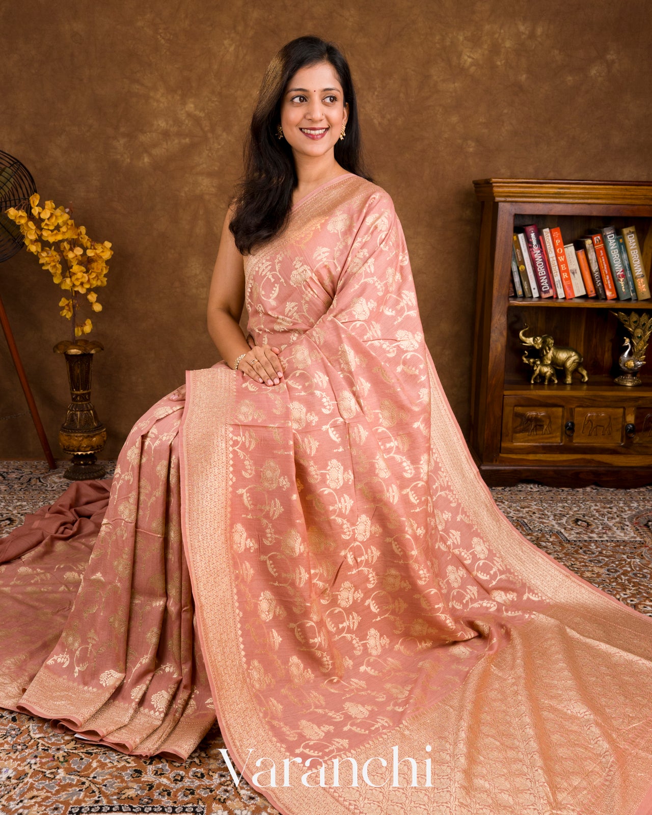 Dusty Rose Pure Moonga Silk Saree