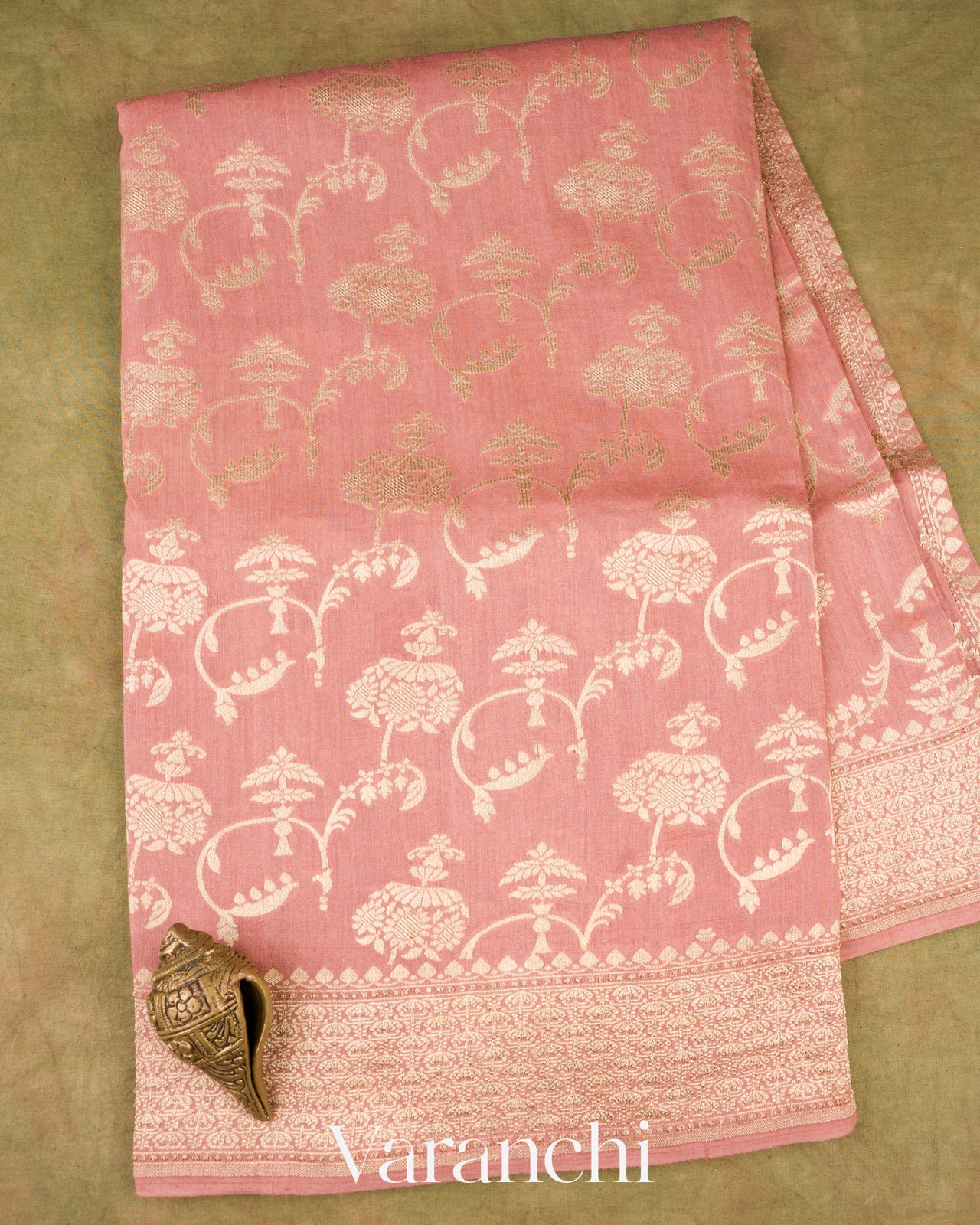 Dusty Rose Pure Moonga Silk Saree