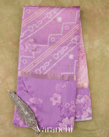 Lavender–Mauve Ombre Digital Printed Pure Moonga Silk Saree