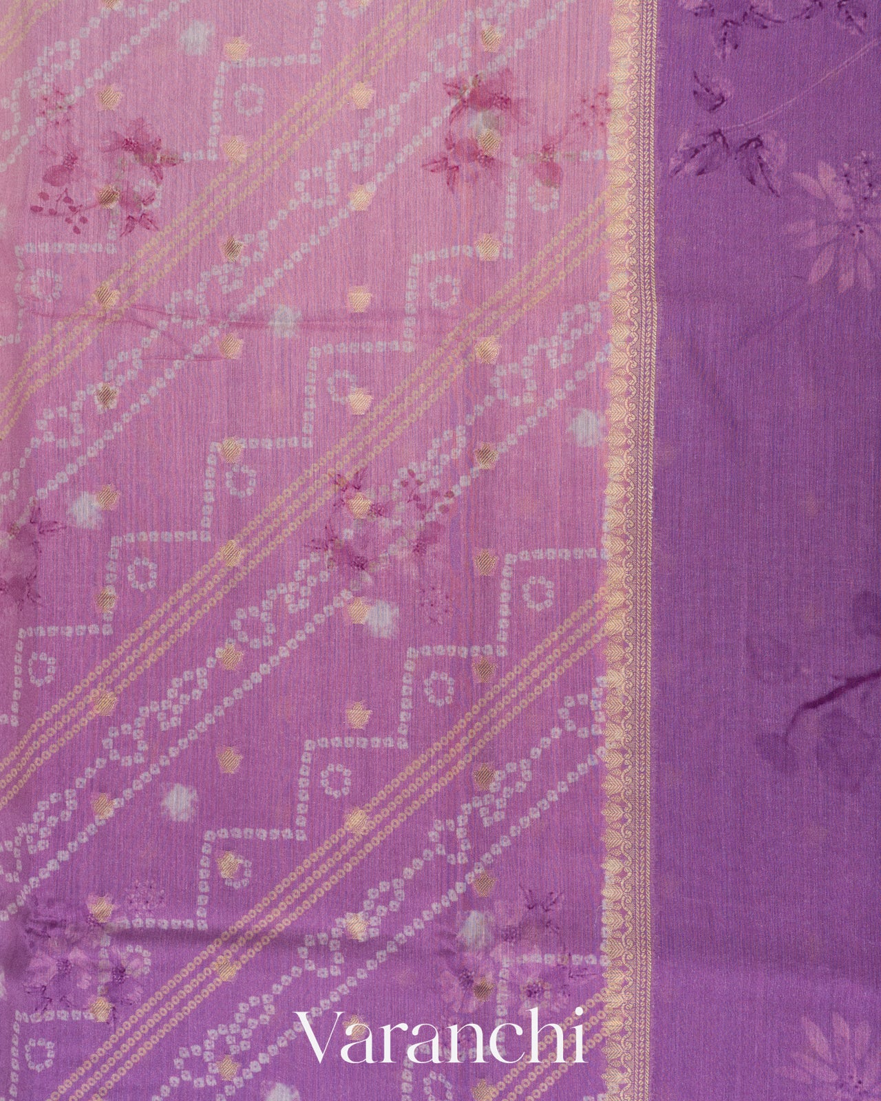 Lavender–Mauve Ombre Digital Printed Pure Moonga Silk Saree