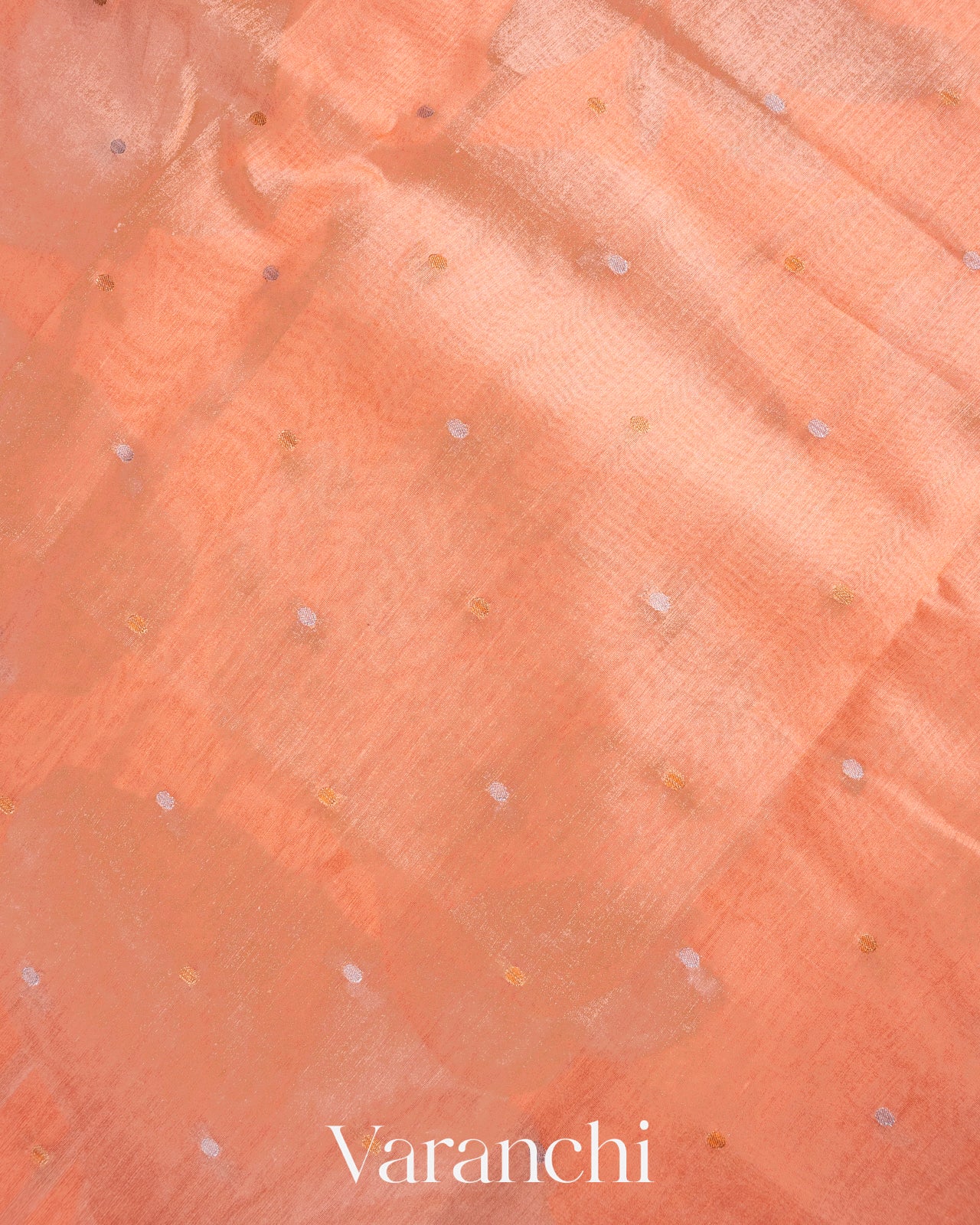 Muskmelon Orange Lotus Printed Pure Moonga Silk Saree