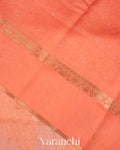 Muskmelon Orange Lotus Printed Pure Moonga Silk Saree