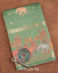 Pastel Mint Green Digital Printed Pure Moonga Silk Saree
