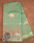Pastel Mint Green Digital Printed Pure Moonga Silk Saree
