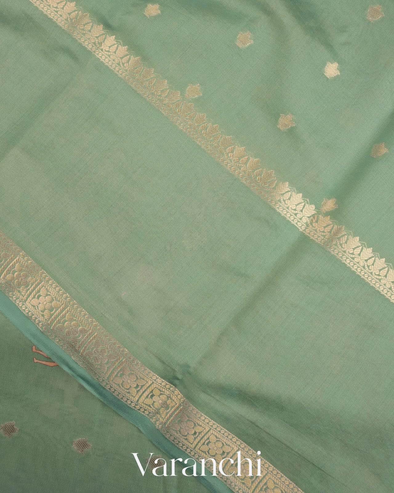 Pastel Mint Green Digital Printed Pure Moonga Silk Saree