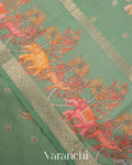 Pastel Mint Green Digital Printed Pure Moonga Silk Saree
