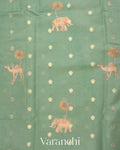 Pastel Mint Green Digital Printed Pure Moonga Silk Saree