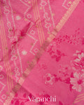 Blush Rose Pink Ombre Digital Printed Pure Moonga Silk Saree