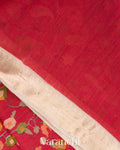 Red Paisley Digital Printed Pure Moonga Silk Saree
