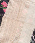 Black Floral Digital Printed Pure Moonga Tussar Silk Saree