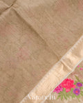 Beige Floral Digital Printed Pure Moonga Tussar Silk Saree