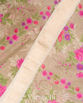 Beige Floral Digital Printed Pure Moonga Tussar Silk Saree