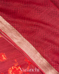 Deep Red Floral Digital Printed Pure Moonga Tussar Silk Saree