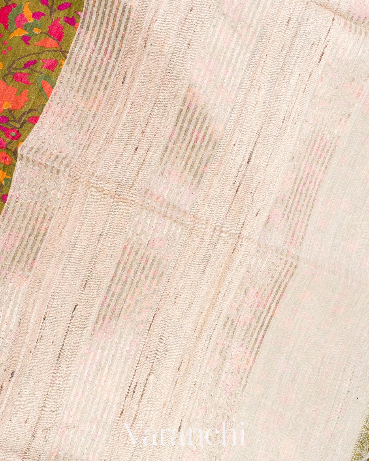 Mehandi Green Paisley Digital Printed Pure Moonga Tussar Silk Saree