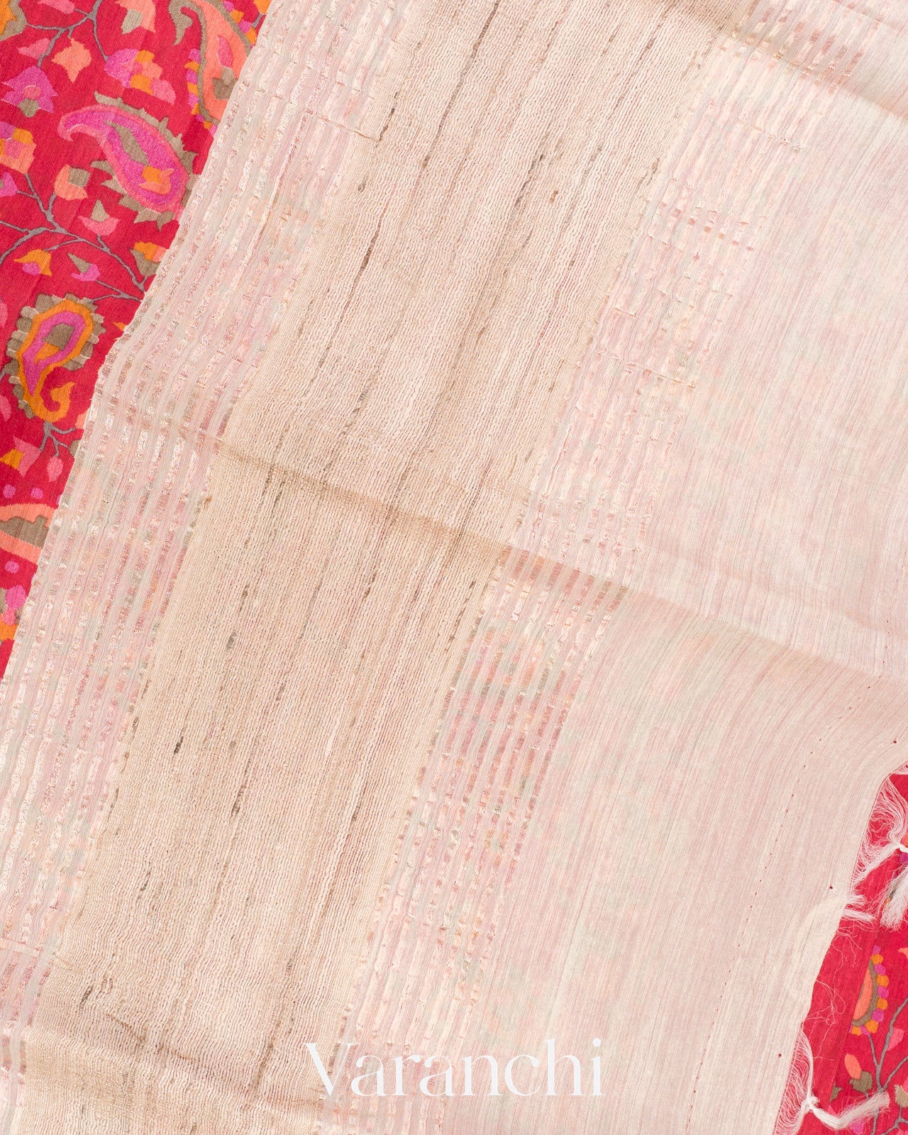Red Paisley Digital Printed Pure Moonga Silk Saree