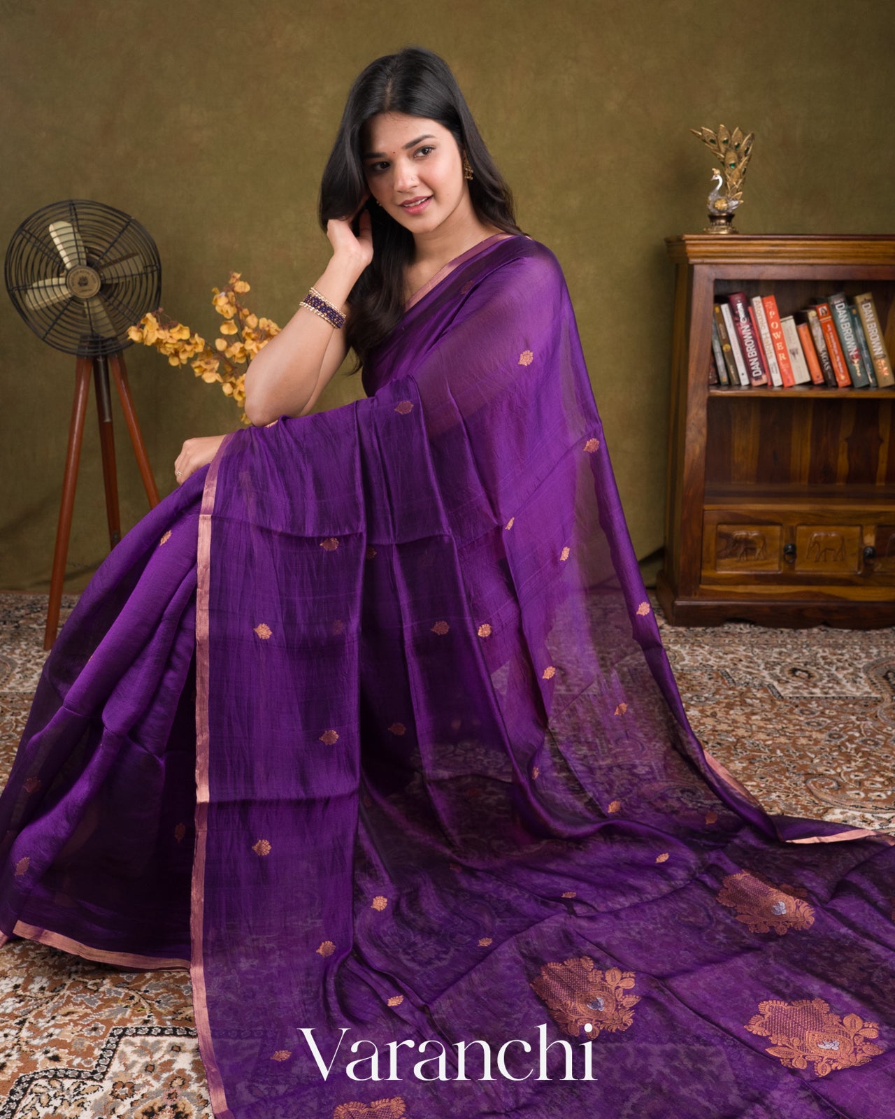 Royal Purple Jamdani Pure Mulberry Silk Handloom Saree