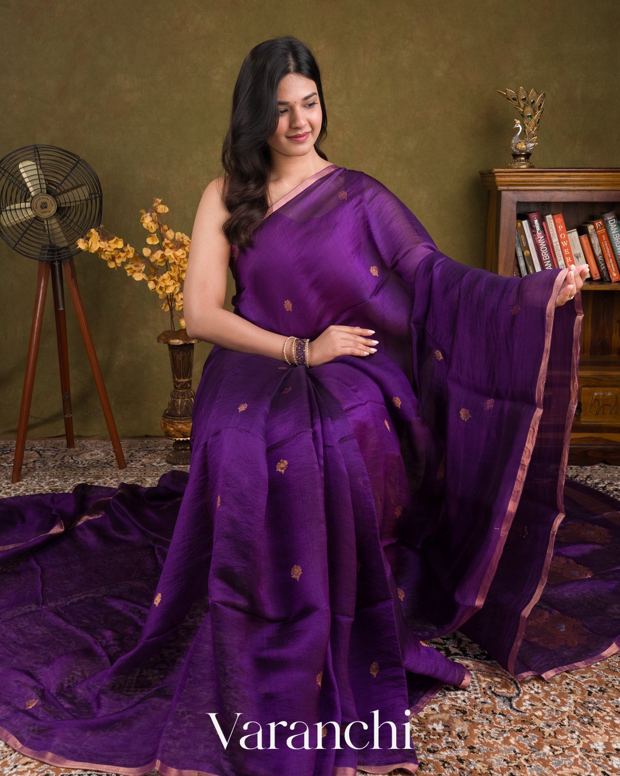 Royal Purple Jamdani Pure Mulberry Silk Handloom Saree