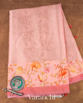 Peach Heavy Brocade Pure Mul Chiniya Silk Saree