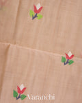 Sand Beige Jamdani Pure Muslin Silk Handloom Saree