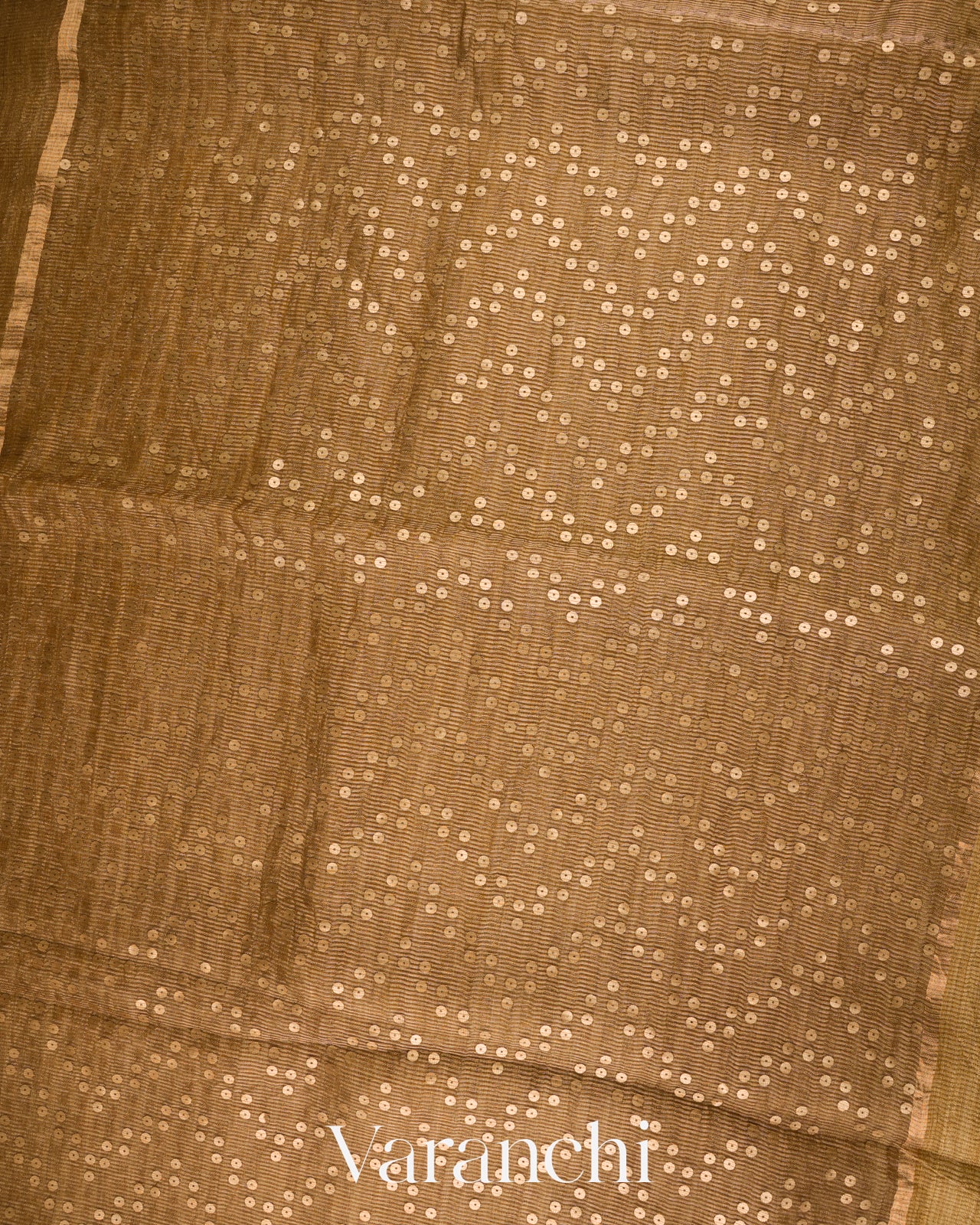 Soft Cocoa Brown with Sequin Embroidery Pure Muslin Silk Handloom Saree 