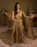 Soft Cocoa Brown with Sequin Embroidery Pure Muslin Silk Handloom Saree 