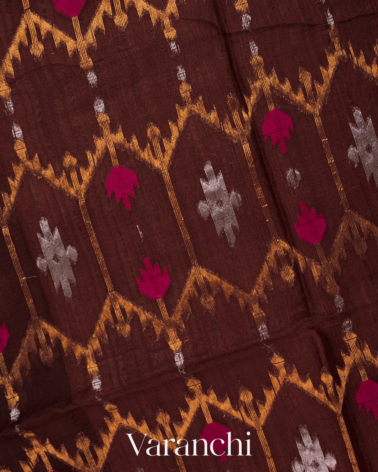 Coffee Brown Dhakai Jamdhani Pure Muslin Silk Handloom Saree